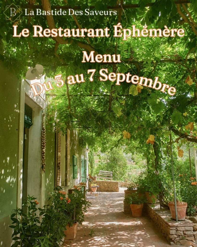 Restaurant Éphémère - Menu du 3 au 7 Septembre 2025