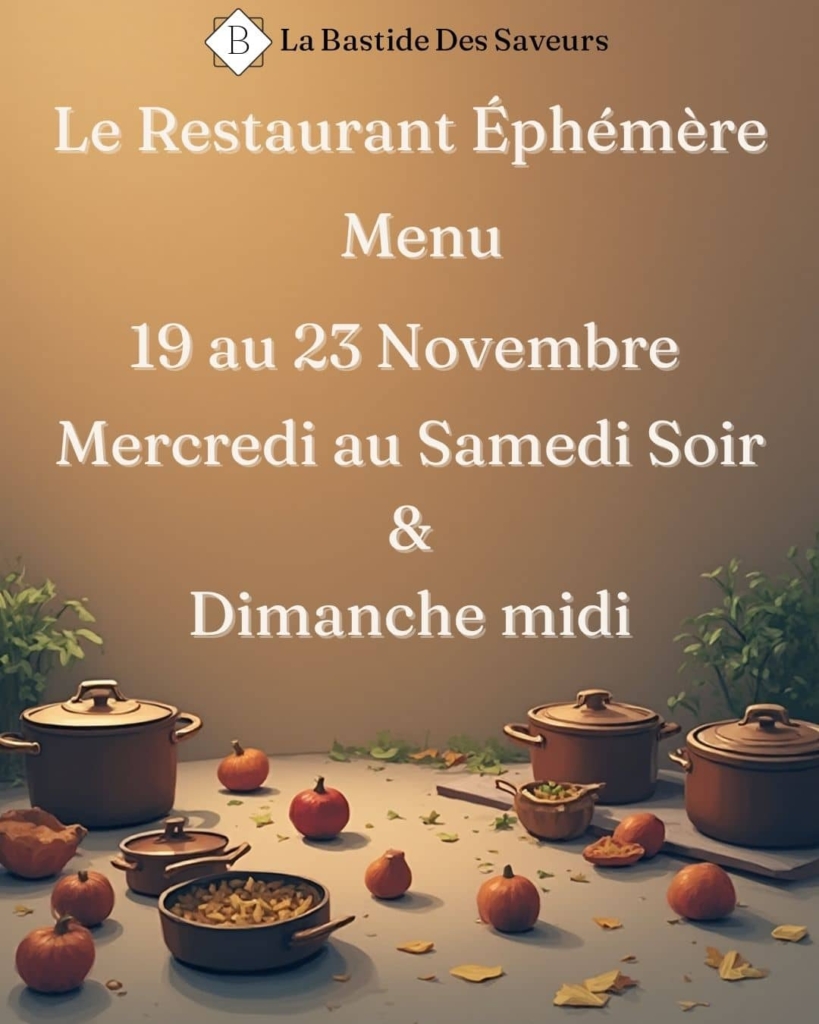 Restaurant Éphémère - ✨ Le Menu du 19 au 23 Novembre 2025